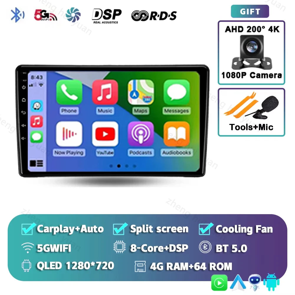 Android 14 For Nissan Navara D40 2004 - 2010 2K QLED CarPlay Auto Car Radio Multimedia Video Player GPS stereo Head Unit 4G WIFI