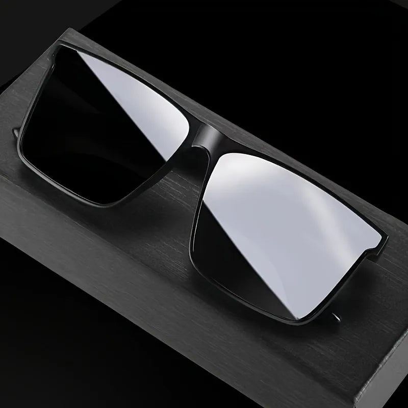 1pc Men'S Simple Black Square Fashion Glasses,for Men Women, Outdoor Travel, Driving, Photography Prop