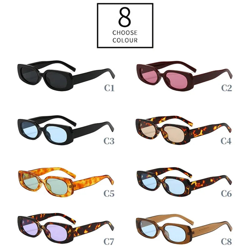 JNPCXI Ins Hot Fashion Small Rectangle Sunglasses Women Retro Candy Color Shades UV400 Men Punk Leopard Sun Glasses