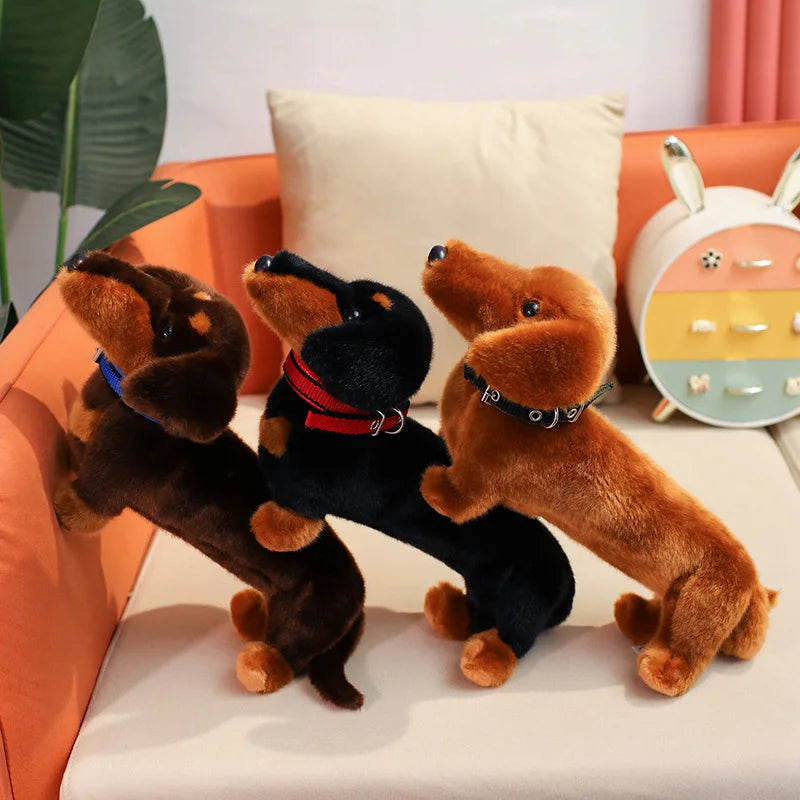 Simulation Dachshund Animal Doll Stuffed Standing Dog Puppy Plush Toy Brown Black Plushie Men Birthday Gift