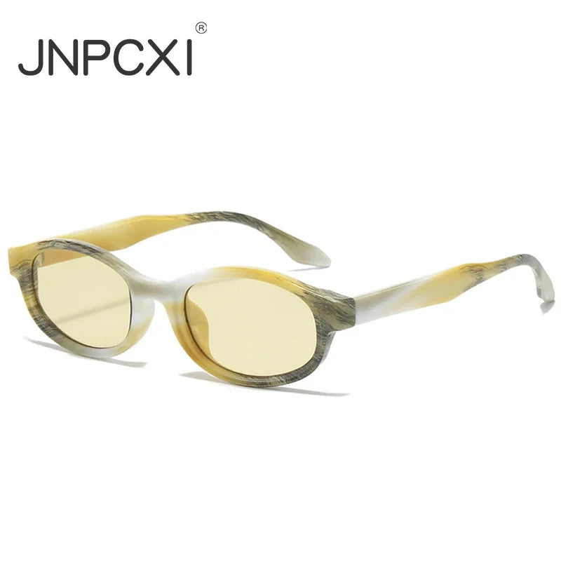 JNPCXI Oval Sunglasses Women Punk Double Color Shades UV400 Retro Men Trending Sun Glasses Clear Lens Frame
