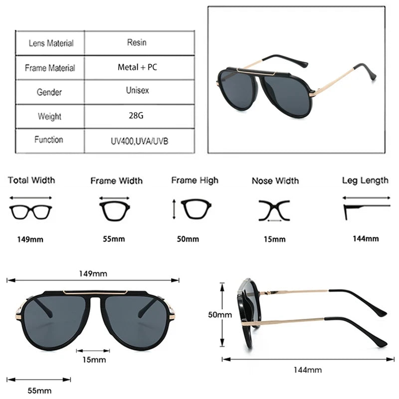 JNPCXI New Retro Oversized Big Frame Women Sunglasses Gradient Tea Color Oval Pilot Shades UV400 Cool Men Vacation Sun Glasses