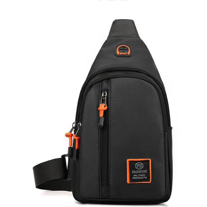 Casual Men's Crossbody Bag Oxford Cloth Waterproof Material Sports Fitness Chest Bag Cell Phone Change Documents Storage Bags