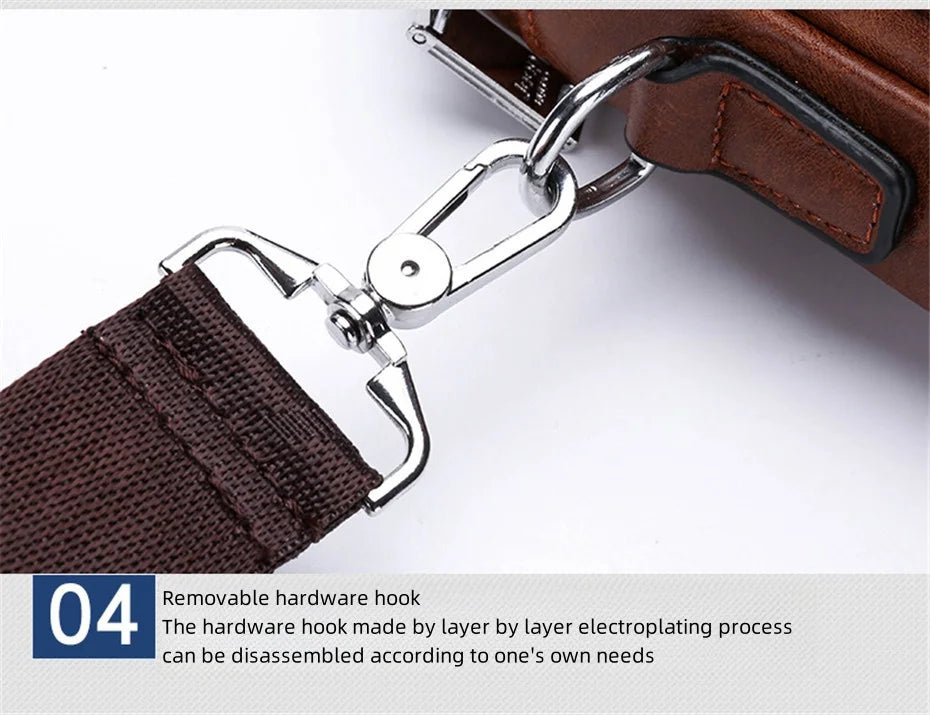 JEEP BULUO Brand Small Men Buckle Bags Leather Shoulder Crossbody Totes Handbags