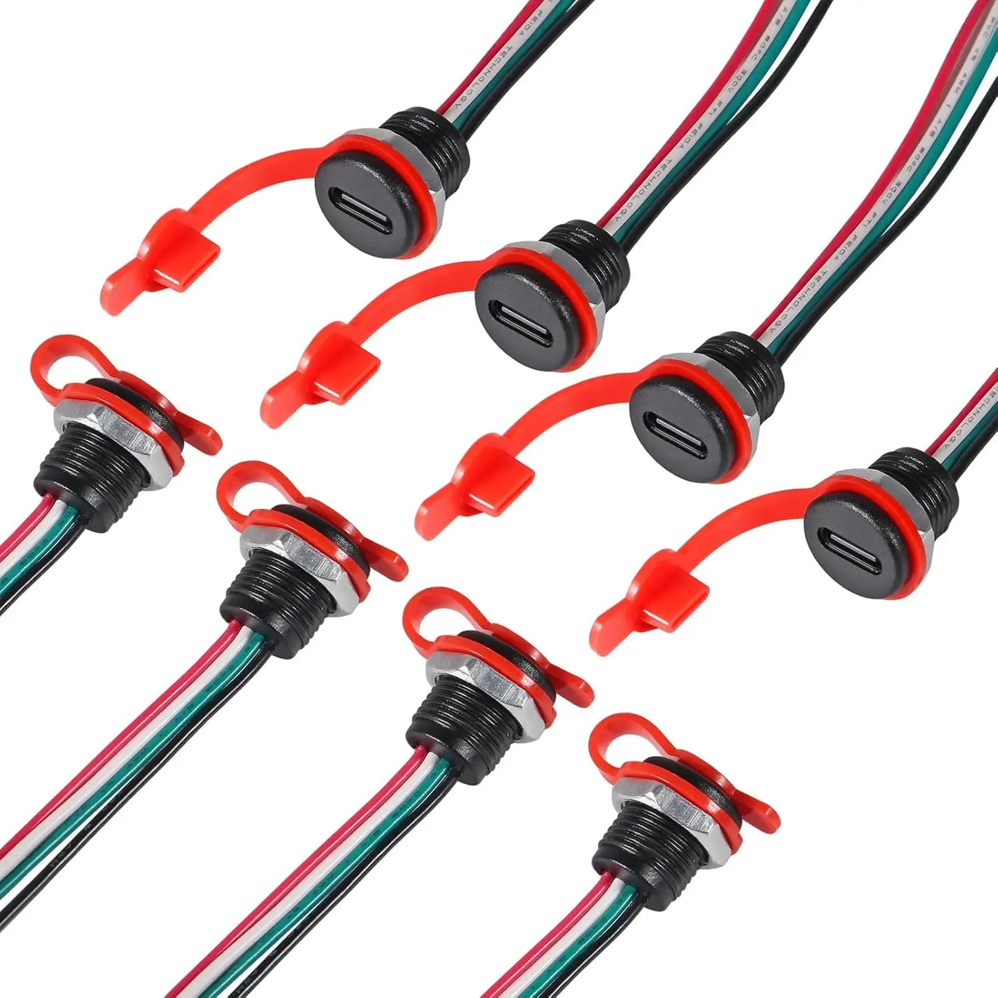 8pcs Type-C Chassis 4Pin No Terminal Type-C Socket Connector Waterproof Jack Female Charging Port 3A USB-C Charger Plug Socket