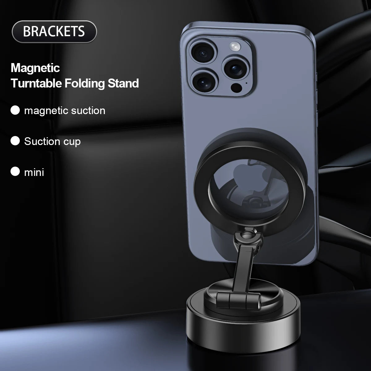 Magnetic Car Phone Holder Wireless Charger 360° Rotating Vacuum Mount Stand