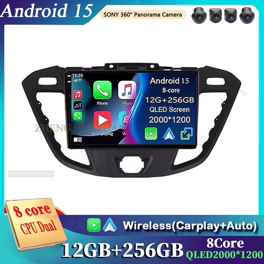 Android15 Carplay Auto WIFI+4G Car Radio For Ford Transit Custom 2013-2018 Multimedia GPS Video Player Stereo 2din Head Unit DSP