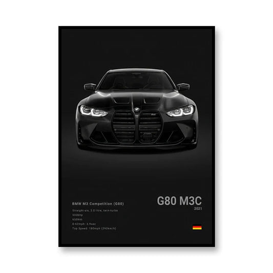 2021 G80 M3C BMW Print Famous Brand Cars Canvas Wall Art Poster Room Decoration