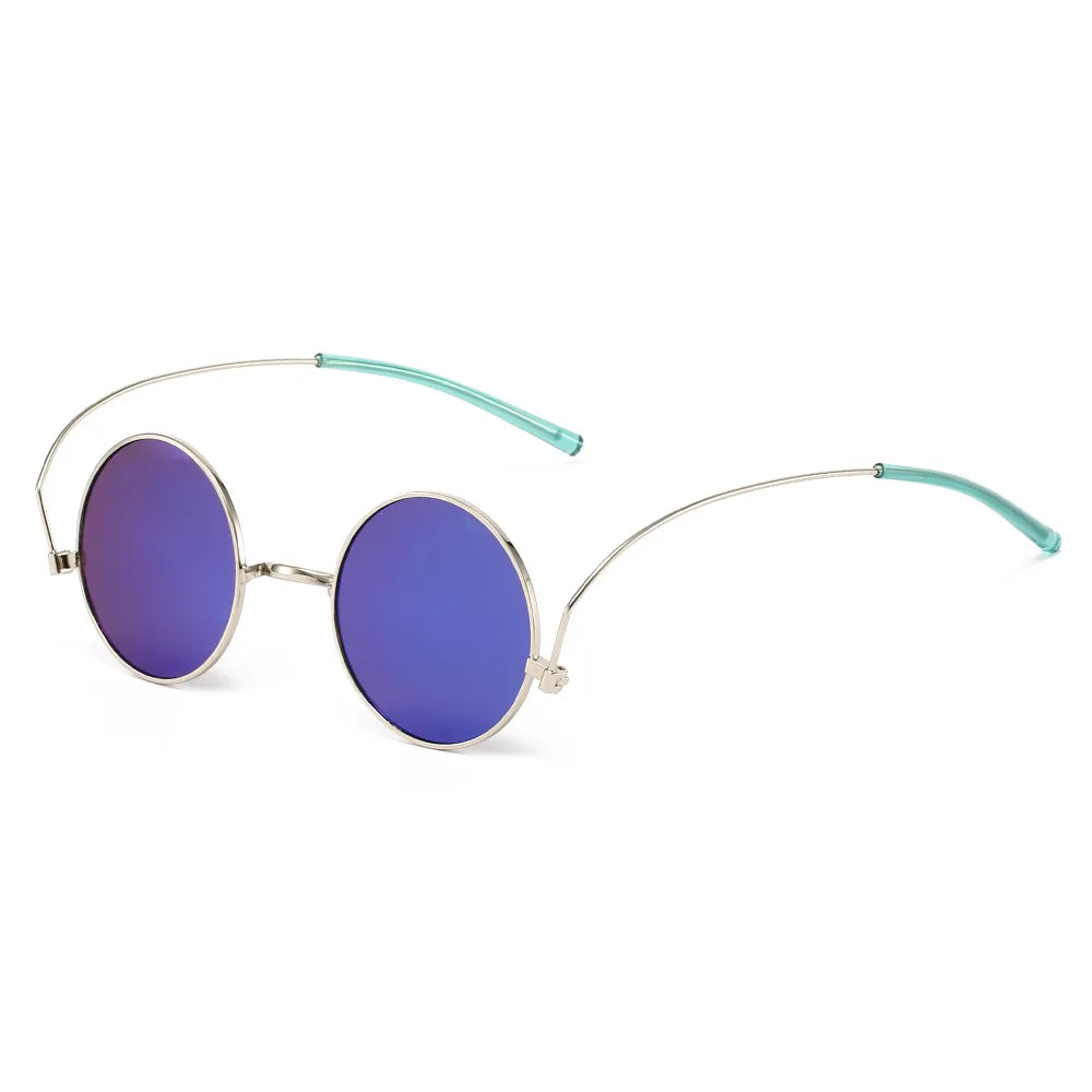 JNPCXI Retro Small Round Metal Sunglasses Women Fashion Unique Legs Clear Gradient Mirror Lens Shades UV400 Men Punk Sun Glasses
