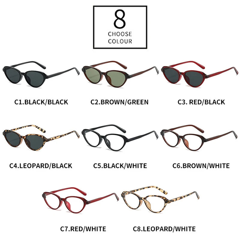 JNPCXI Fashion Cat Eye Sunglasses Women Tea Green Shades UV400 Retro Men Clear Lens Frame