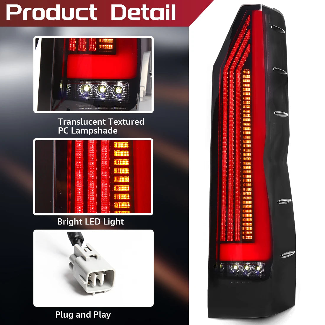 For Toyota Hiace 2019 2020 2021 2022 2023 2024 Car Tail Lamps Running Brake Turn Signal Reverse Taillights Car Accessories 12V