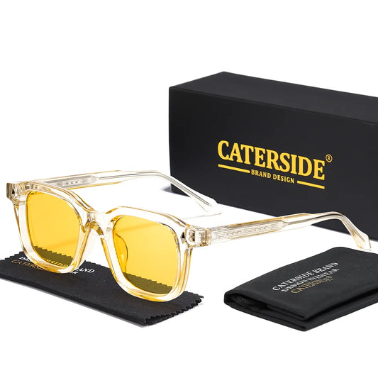 CATERSIDE Men Personalized Design Sunglasses Square Frame Women Retro Trendy Sunglasses Travel Business Party Gift Glasses UV400
