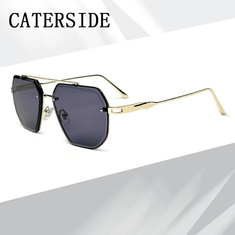 Caterside New Polygon Metal Frame Men's Sunglasses Fashion Simple Vintage Women Sun Glasses UV400 Driving Fishing The Best Gift