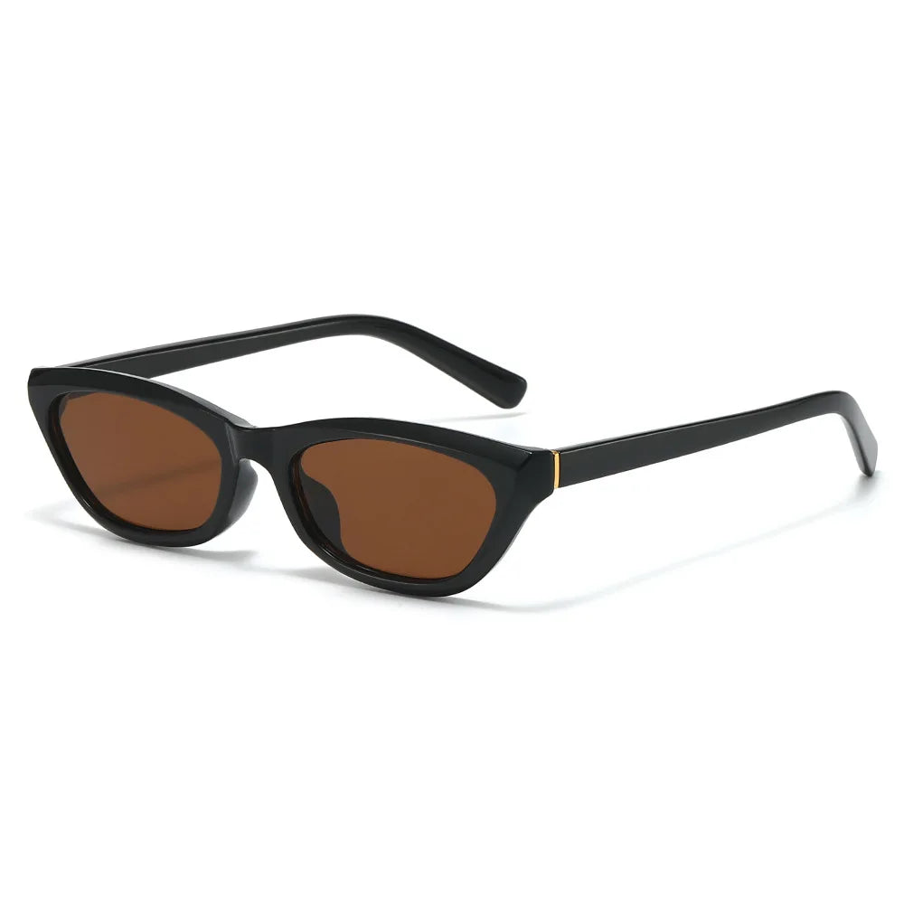 JNPCXI New Fashion Candy Color Small Black Tea Cat Eye Women Sunglasses UV400 Retro Men Sun Glasses