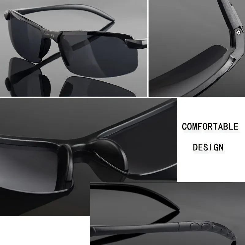 Night Vision Glasses for Women Men Fashion Semi Rimless Driver Anti-Glare Goggles Glasses for Night Driving