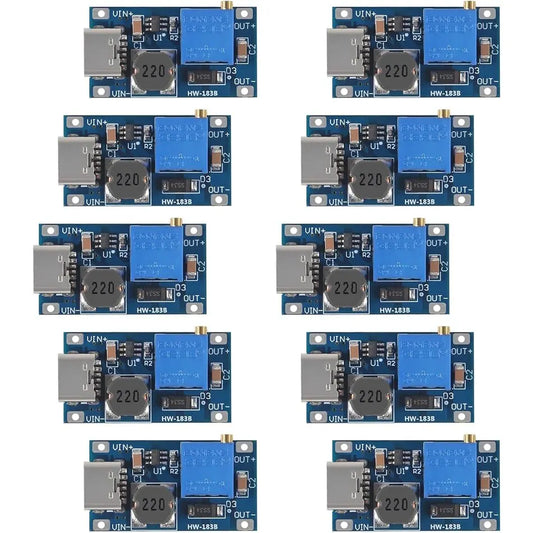 10pcs MT3608 Adjustable Step Up Module Voltage Regulator Micro USB Type-c Plug 2V-24V to 5V-28V 2A Step-Up DC-DC Boost Converter