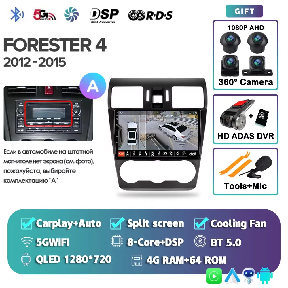 2K For Subaru Forester 4 SJ 2012 - 2015 Car Radio Multimedia Video Player Navigation stereo GPS Android 15 No 2din 2 din dvd