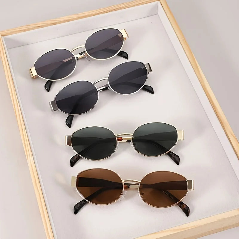 4-pack Small Round Frame Fashionable Men's and Women's Glasses with Metal Small Frame Suitable for Kayaking and Daily Leisure