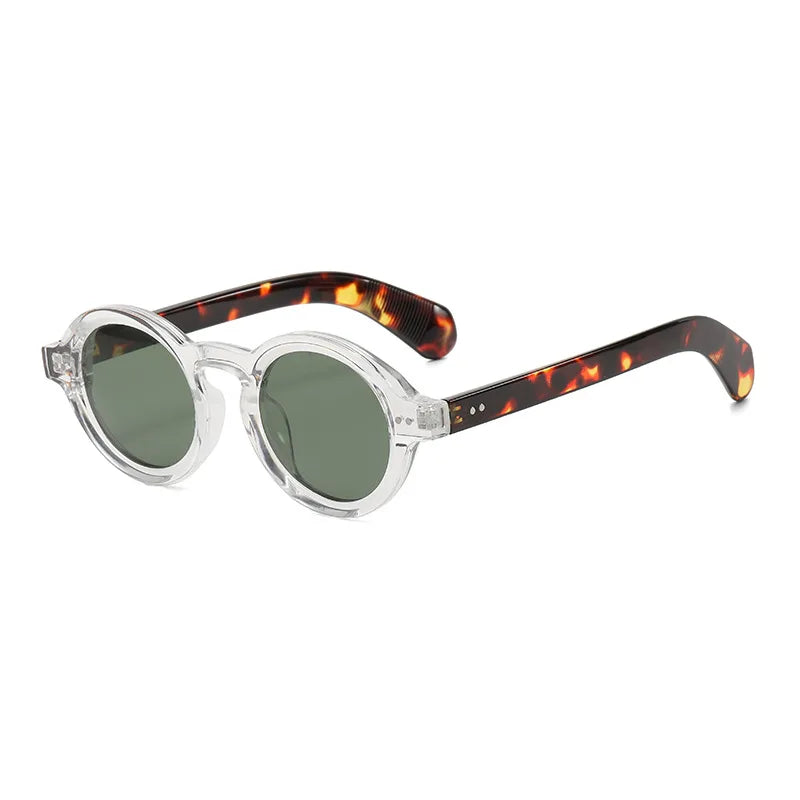 JNPCXI Retro Round Women Polarized Sunglasses Fashion Rivets Decoration Men Punk Shades UV400 Leopard Sun Glasses