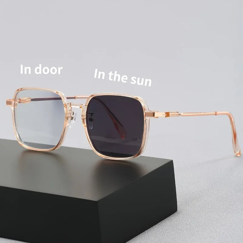 1 Pair Unisex Square Light-Sensitive Color-Changing Glasses for Phone & Computer - Stylish and Versatile Eyewear