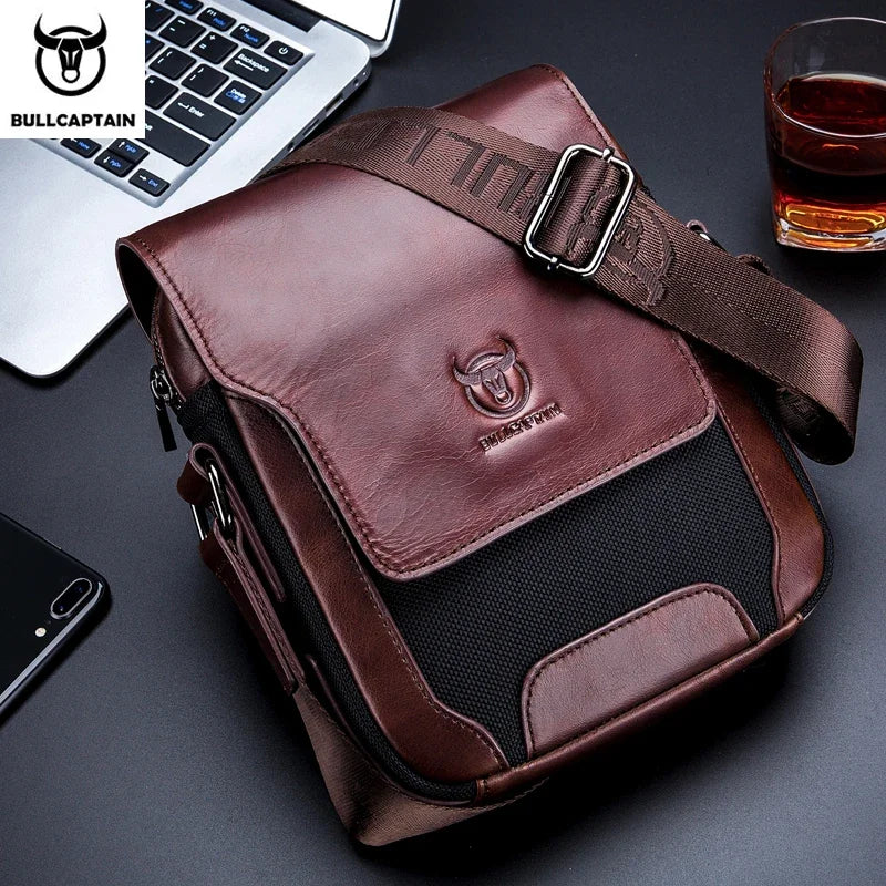 BULLCAPTAIN Man Messenger Bag Men Genuine Leather Shoulder Bags Business Crossbody Casual Bag Famous Brand Male Handbag Bags