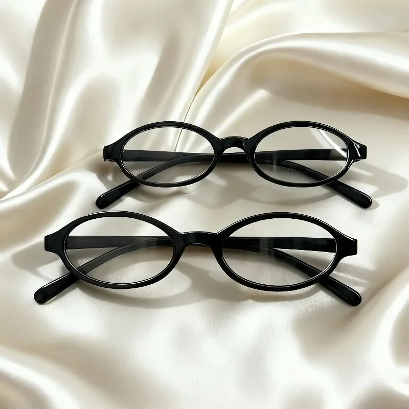 2 Pieces of Women's Y2K Oval Frame Fashionable Glasses Retro Small Frame Decorative Glasses