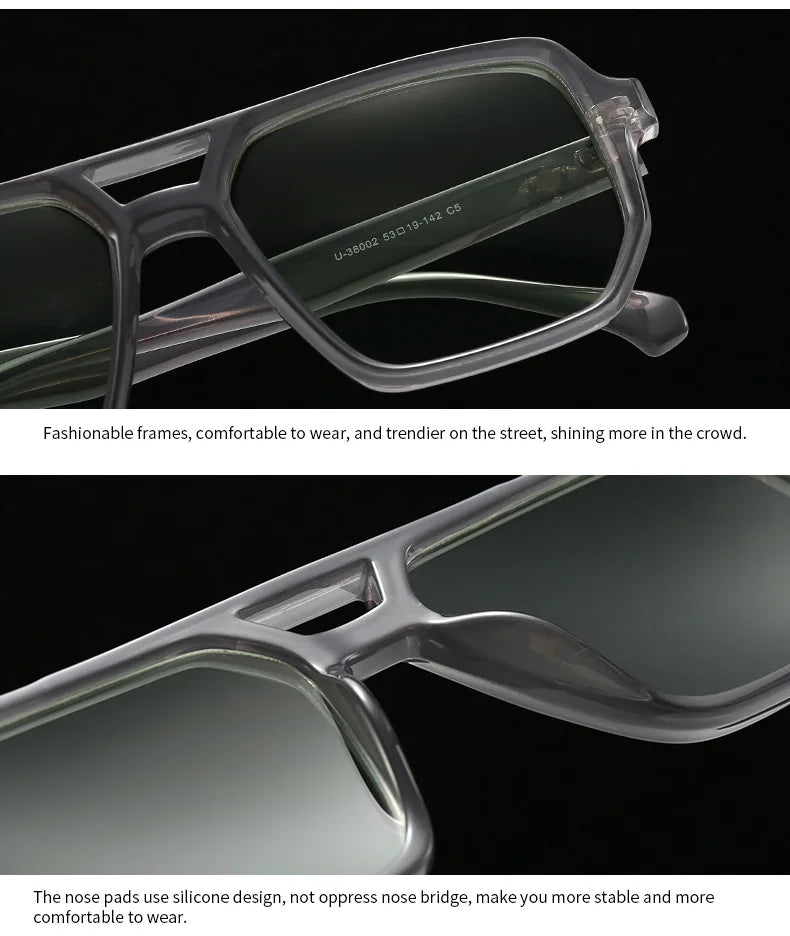 JNPCXI Ins Popular Fashion Square Sunglasses Men Gradient Shades UV400 Vintage Rivets Women Trending Blue Green Sun Glasses