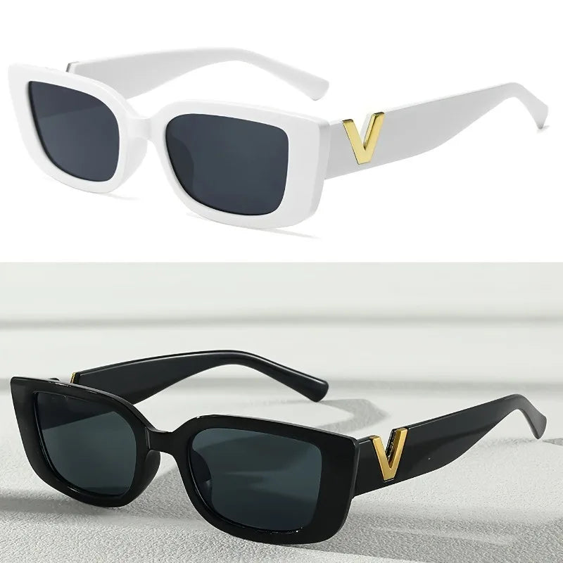 2 Pairs of Y2K Retro Black V-shaped Frame Glasses Suitable for Wearing Day and Night Ideal Gifts for Music Festivals Daily Life