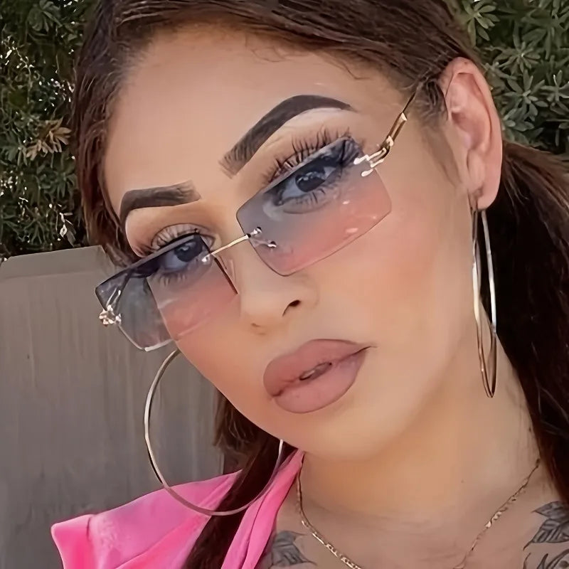 Stylish Frameless Gradient Fashion Glasses for Women - Chic Everyday Eyewear  Perfect for Fashion Statements And Everyday Wear