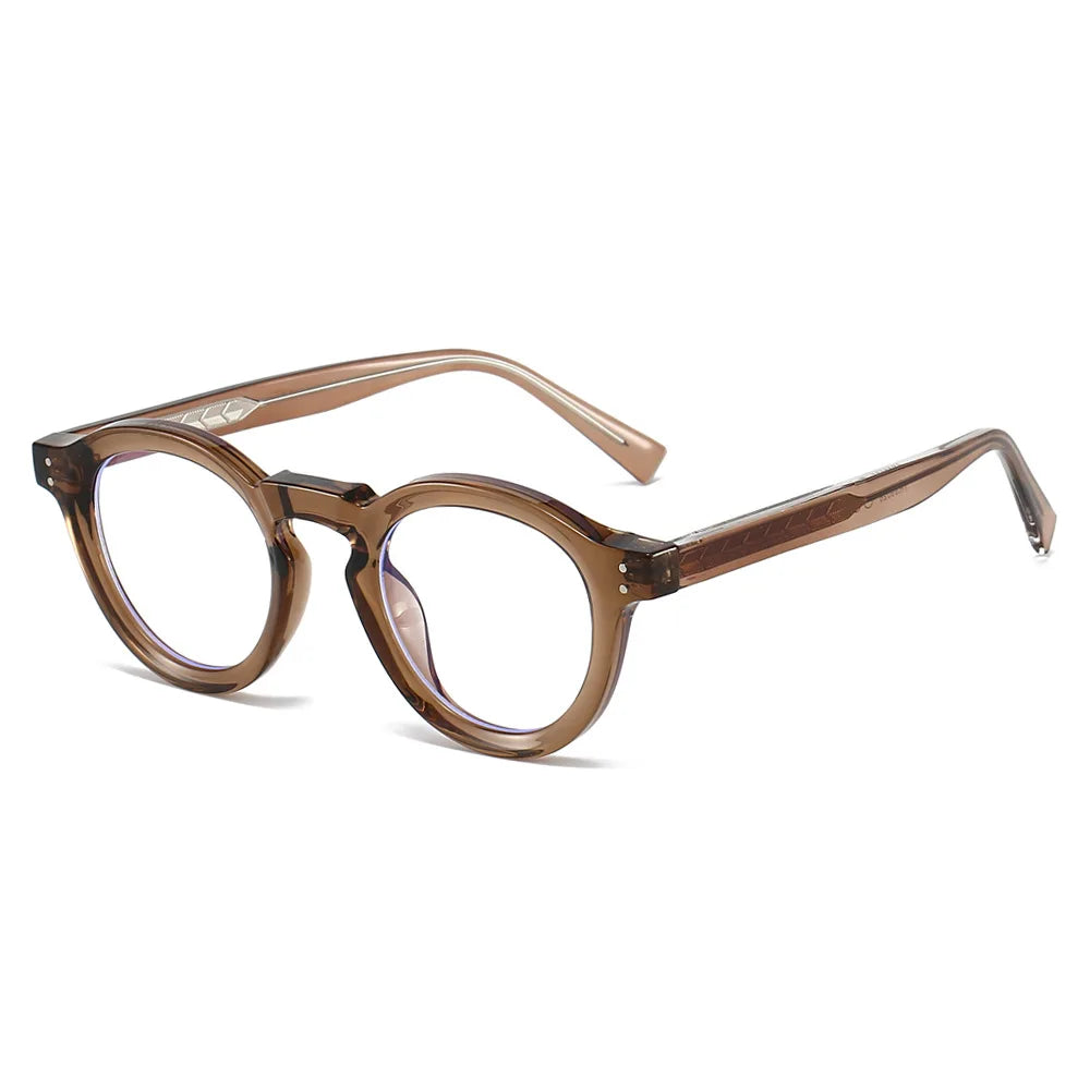JNPCXI Vintage Round TR90 Glasses Frame Women Leopard Fashion Clear Anti-Blu-Ray Lens Eyewear Men Optical Frame