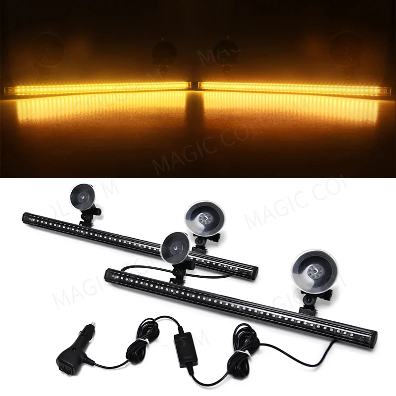 96 LED Car Strobe Light Emergency Flash Warning Lamp 2-in-1 3030 SMD Windshield Bar Auto Traffic Advisor Car Accessories 12V-24V