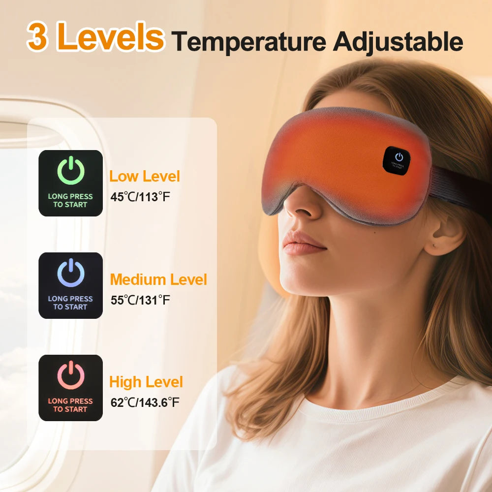 Electric Heated Eye Mask 3D Eye Mask for Dry Eyes Dark Circles Shading Sleeping Hot Compress Eye Mask Adjustable Sleep Eye Mask