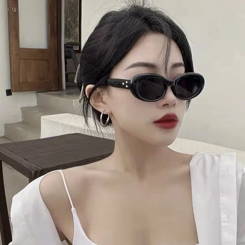3PCS Y2K Fashion Korean Sweet Cool Spicy Girl Sunglasses for Women Men Premium Retro Oval  Sunglasses