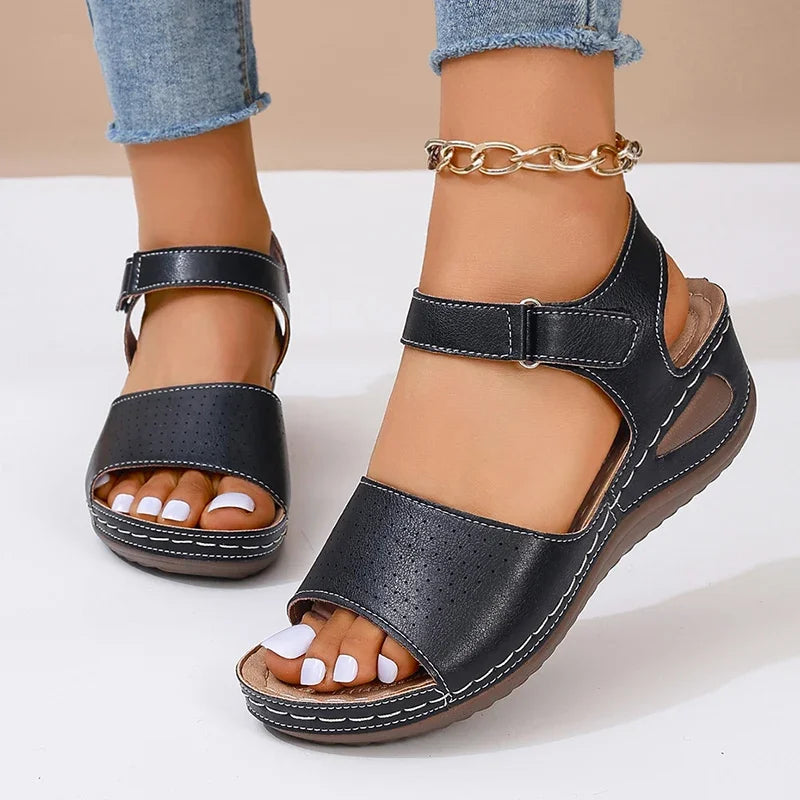 2025 Summer White Wedge Sandals Women Lightweight Hook Loop Platform Sandles Woman Thick Sole Non Slip Beach Sandalias Mujer