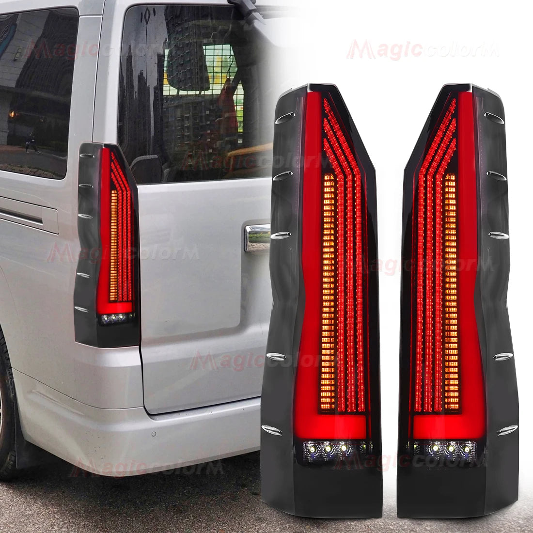 For Toyota Hiace 2019 2020 2021 2022 2023 2024 Car Tail Lamps Running Brake Turn Signal Reverse Taillights Car Accessories 12V