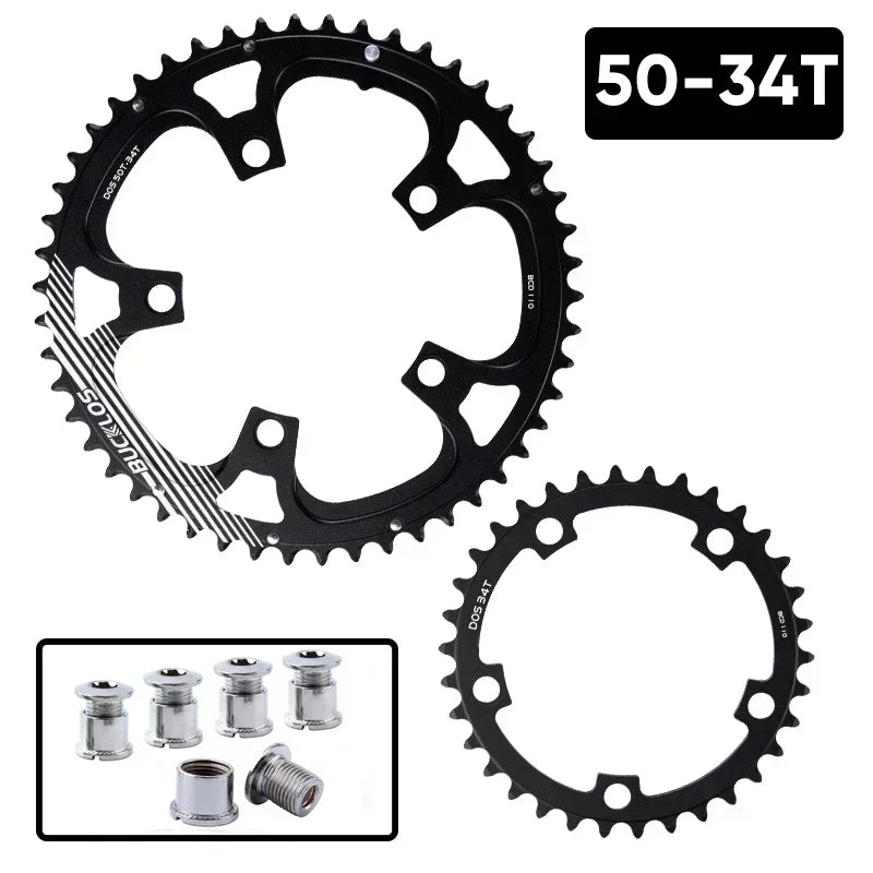 BUCKLOS 5 Bolts 110BCD Road Bike Chainring Lightweight Bicycle Crown 50-34T 52-36T 53-39T for Shimano Sram Crankset