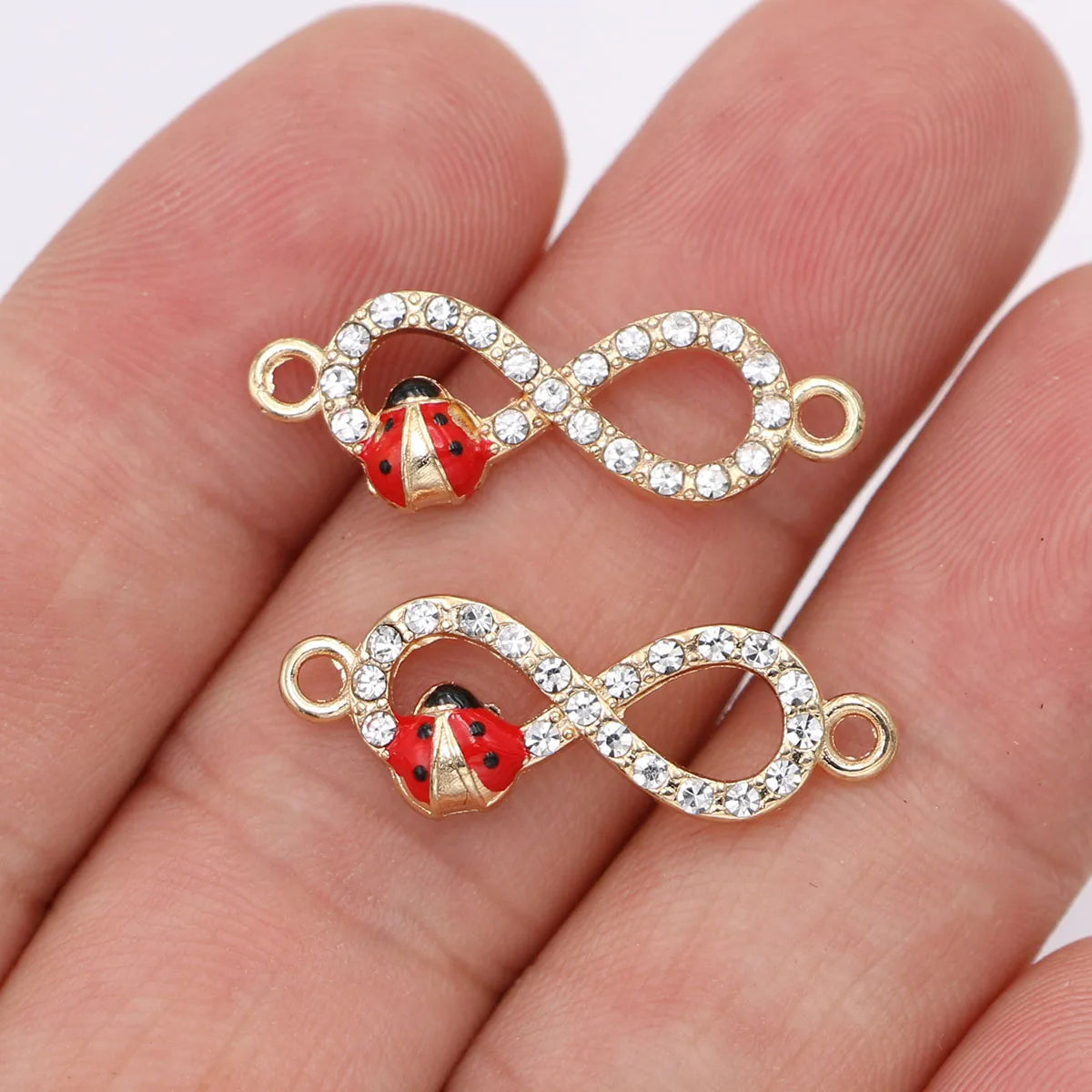 10pcs Gold Plated Ladybug Infinity Charm Connector for Jewelry Making Bracelet DIY Accessories Craft
