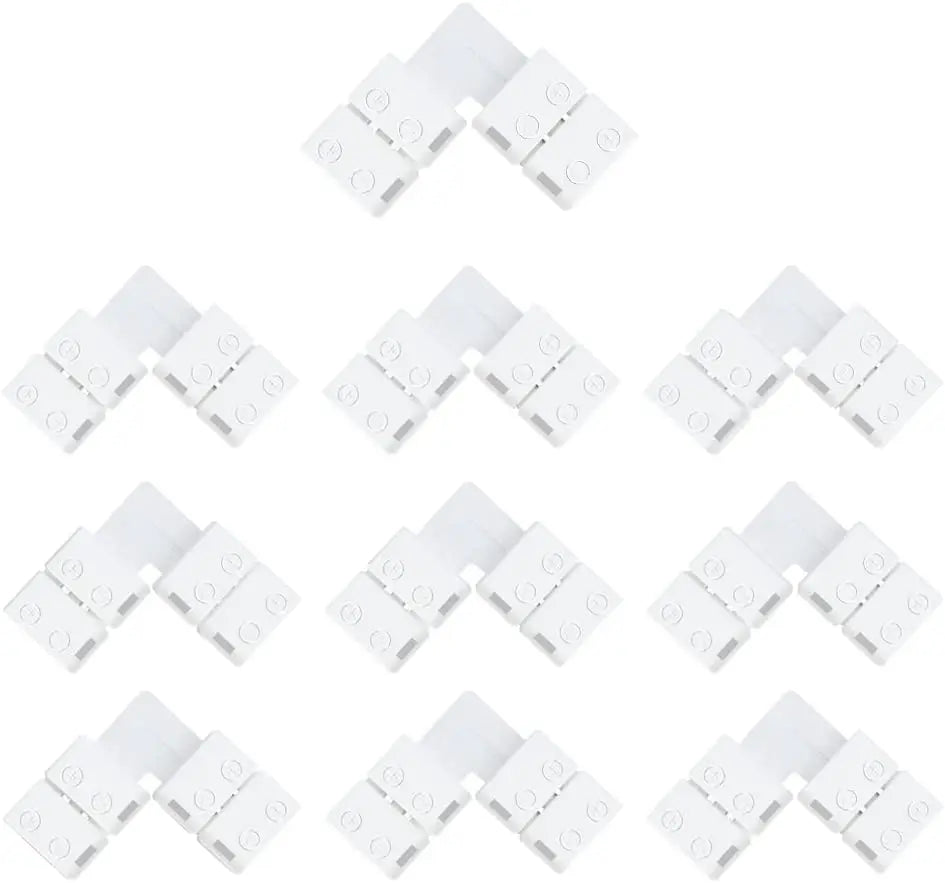 L Shape 4-Pin LED Connectors 10mm Wide Right Angle Corner Connectors Solderless Adapter Connector Terminal for 3528/5050 SMD RGB