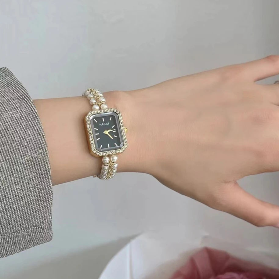 Luxury Women Watch Fashion Pearl Studded Bracelet Strap Quartz Wristwatches Ladies Gift Dropshipping Para Mujer Relogio Feminino