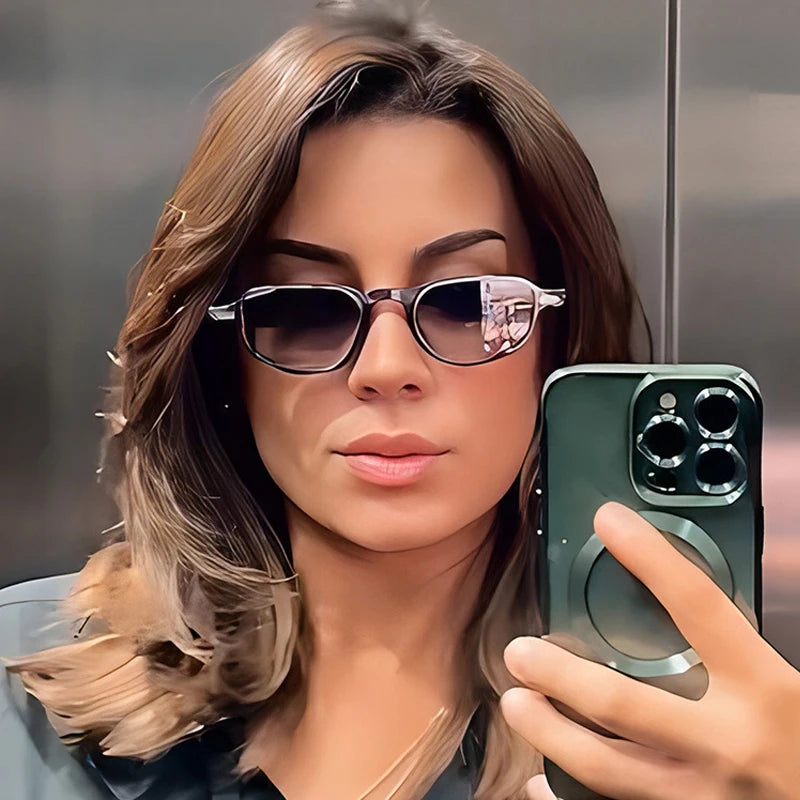JNPCXI Ins Popular Fashion Small Cat Eye Women Sunglasses Retro Clear Ocean Lens Shades UV400 Men Rivets Sun Glasses