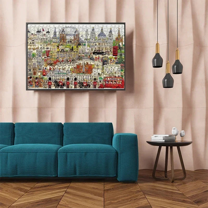 75*50cm Adult 1000 Pieces Jigsaw Puzzle Pictorial London Landscape Landmark Paintings Stress Reducing Toys
