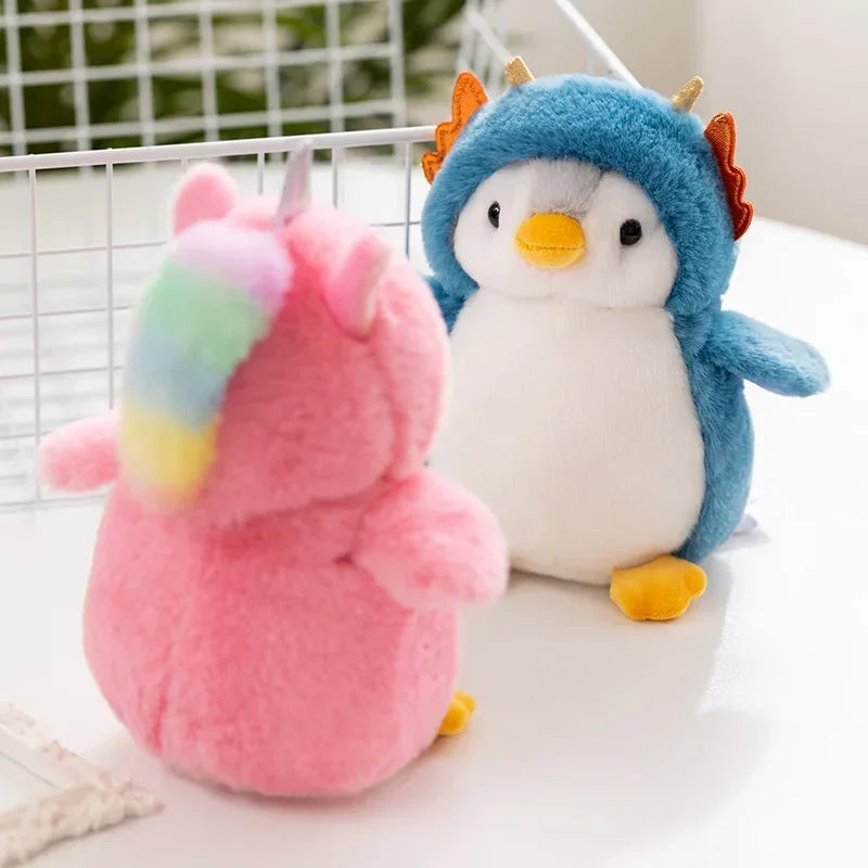 Creative  cosplay costume Dress Penguin plush toy Birthday Present Soft Fabric Stuffed Animal  Penguin Transforms into Dinosaur