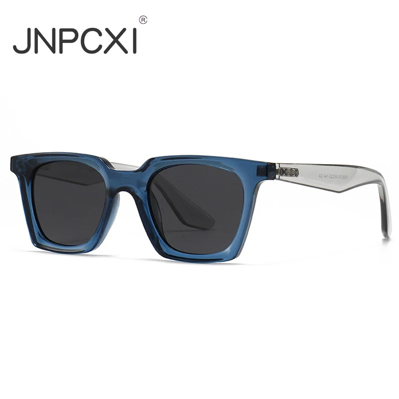 JNPCXI New Square Women Sunglasses Shades UV400 Fashion Clear Lens Frame Men Blue Sun Glasses