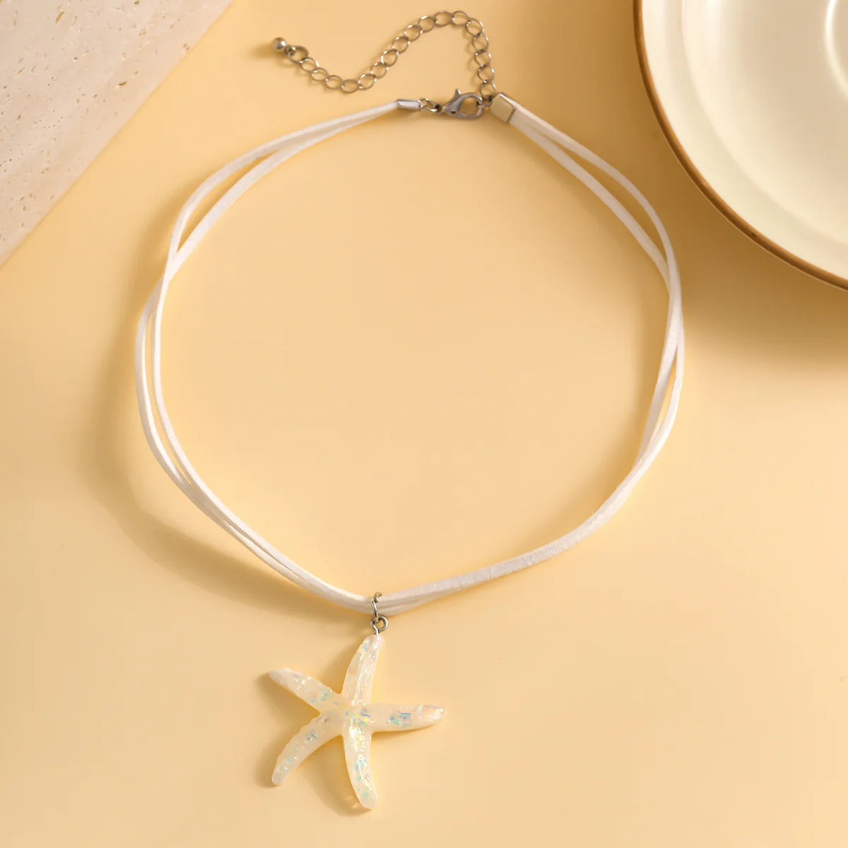 Fashion Exaggerated Large Starfish Pendant Necklace for Women Girls Boho Summer Beach White Rope Chain Choker Party Jewelry Gift