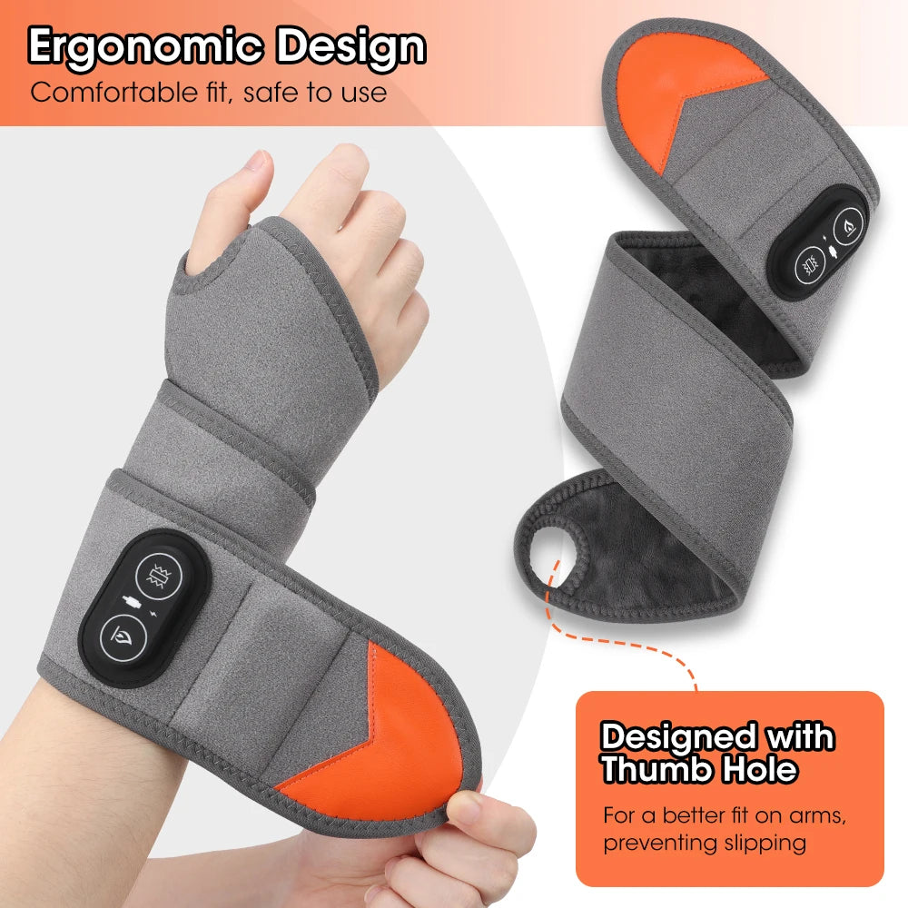 Cordless 660&850nm Red Light Heating Wrist Guard Vibration Massage Heated Wrist Brace Ankle Wrap Hand Foot Protector Wristband