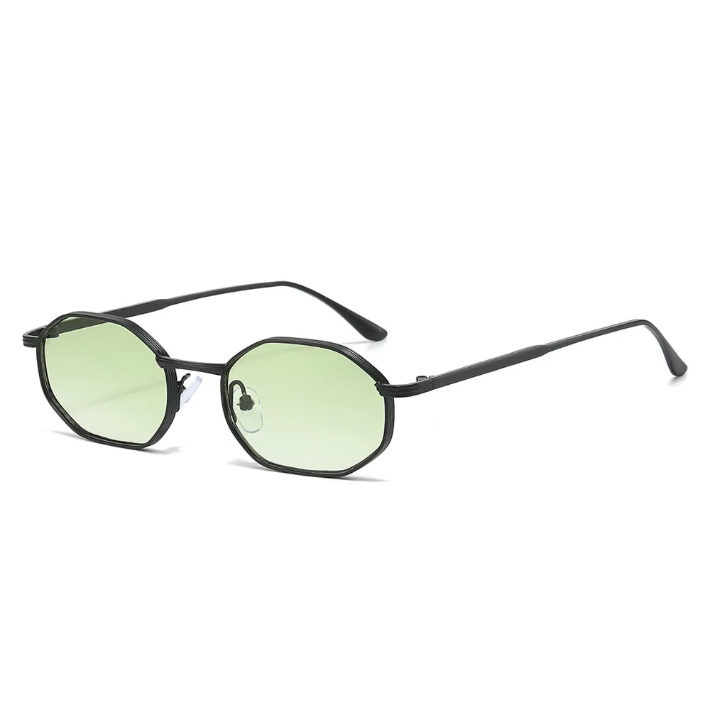 JNPCXI New Fashion Polygon Metal Square Sunglasses Women Retro Blue Green Gradient Shades UV400 Men Sun Glasses