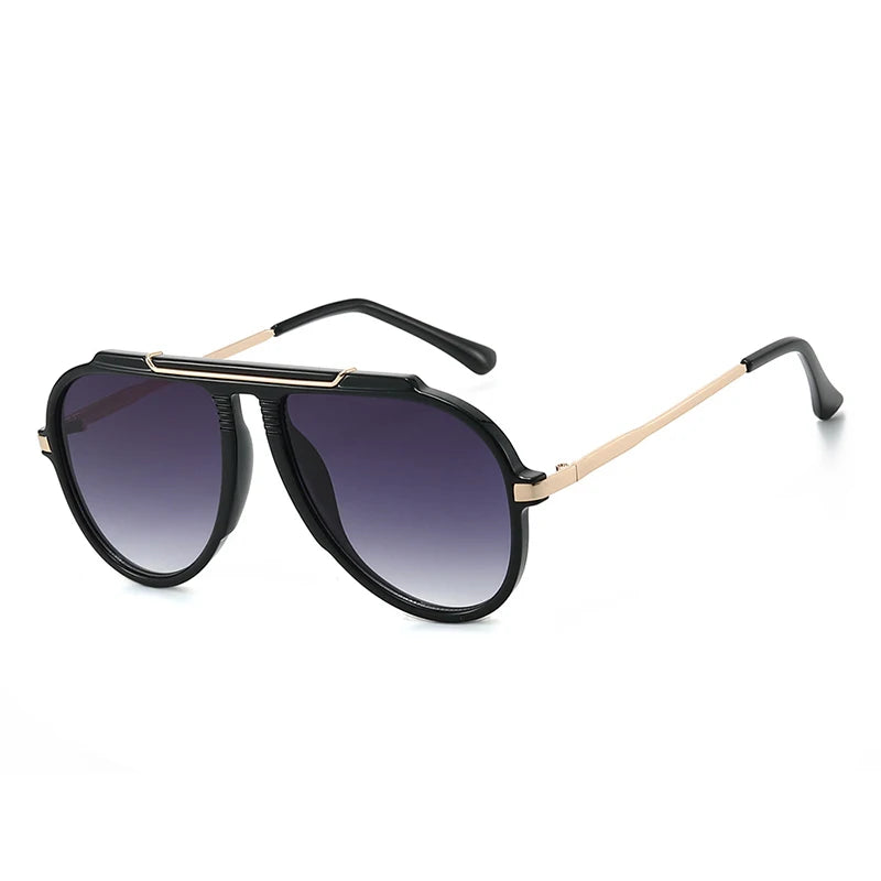 JNPCXI New Retro Oversized Big Frame Women Sunglasses Gradient Tea Color Oval Pilot Shades UV400 Cool Men Vacation Sun Glasses