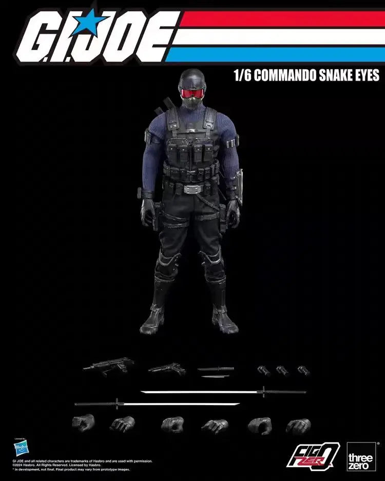 Original Hasbro Threezero FigZero G.I. Joe Series 1/6 COMMANDO SNAKE EYES Action Toy Figure Mode Ornaments