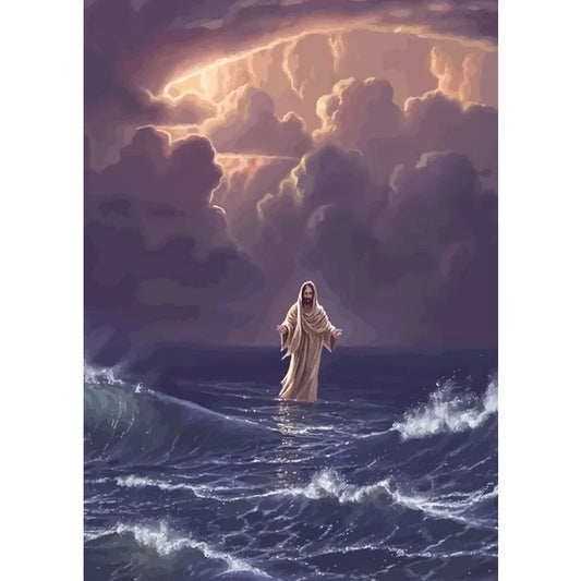 Jesus Lion Christian Hand of God Canvas Painting Walk Water Poster Wall Art 17