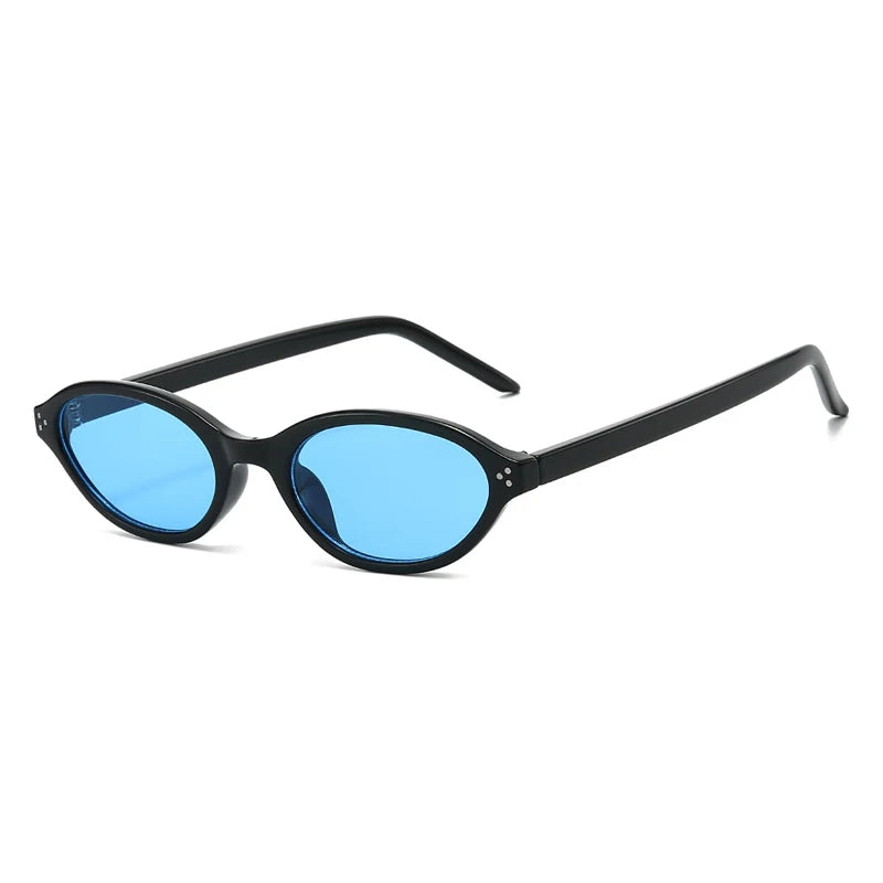 JNPCXI New Fashion Small Oval Sunglasses Women Ins Popular Retro Rivets Men Candy Color Punk Sun Glasses Clear Lens Frame UV400